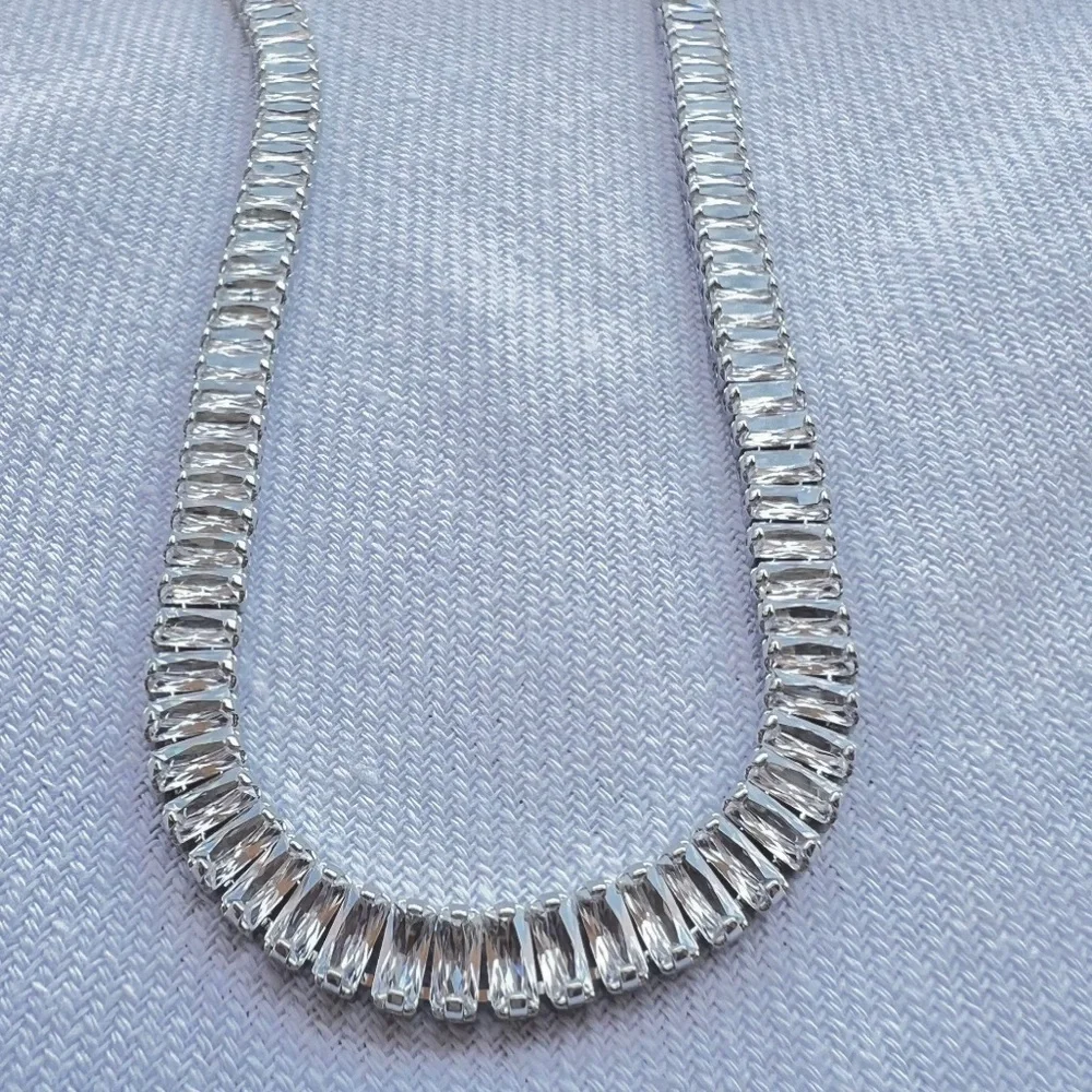 White gold plated tennis choker - Picture 3 of 4